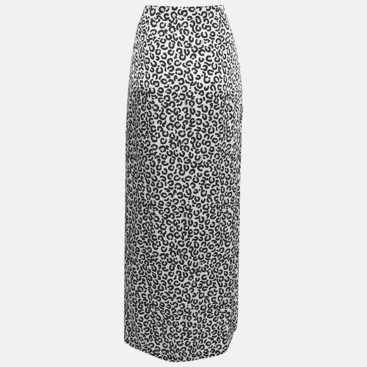 Pre Owned Love Moschino Monogram Leopard Print Crepe Maxi M