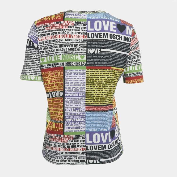 Pre Owned Love Moschino Multicolor All Over Print  Jersey T-Shirt S