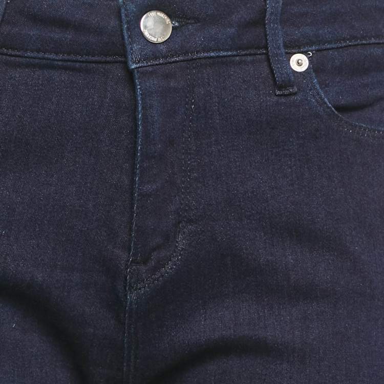 Pre Owned Love Moschino Dark Blue Love Moschino Print Denim Stretch Skinny Fit Jeans L Waist 31"