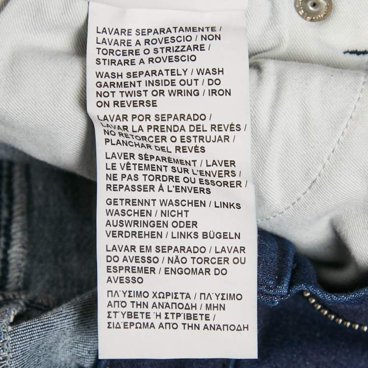 Pre Owned Love Moschino Dark Blue Love Moschino Print Denim Stretch Skinny Fit Jeans L Waist 31"