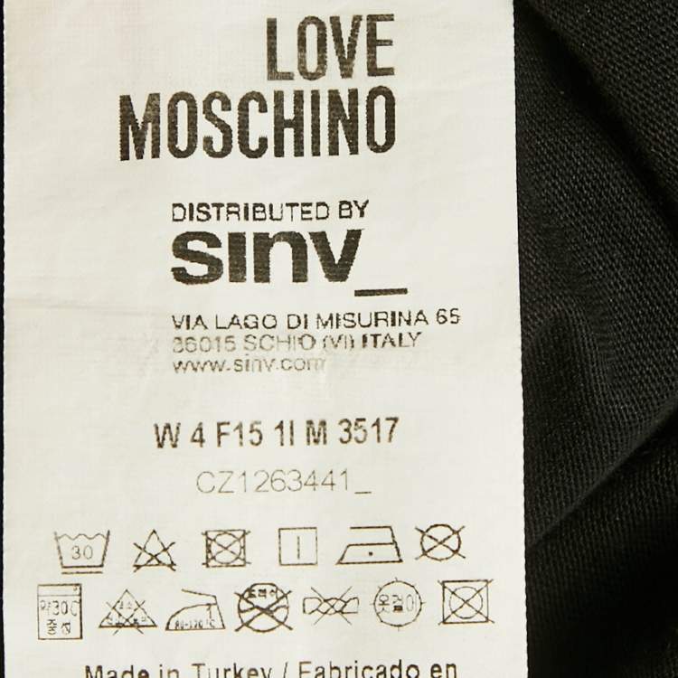 Pre Owned Love Moschino Black 100% Made With Love Logo Print Cotton T-Shirt S 