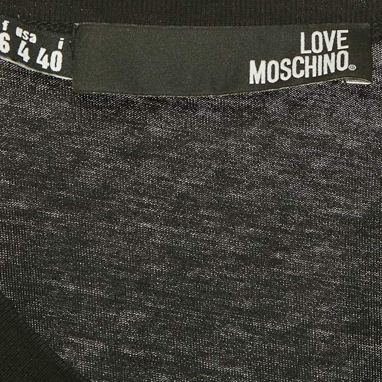 Pre Owned Love Moschino Black 100% Made With Love Logo Print Cotton T-Shirt S 