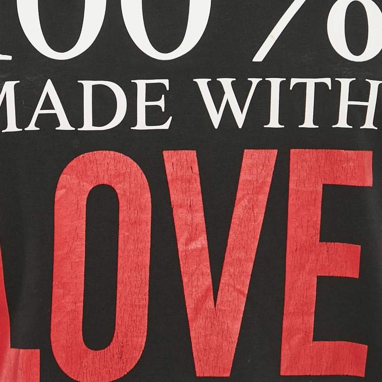Pre Owned Love Moschino Black 100% Made With Love Logo Print Cotton T-Shirt S 