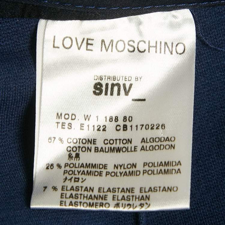 Pre Owned Love Moschino Navy Blue Cotton Bled Wide Leg Trousers S