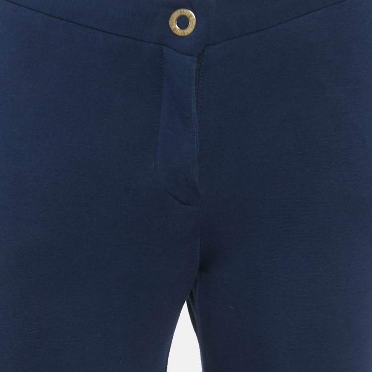 Pre Owned Love Moschino Navy Blue Cotton Bled Wide Leg Trousers S