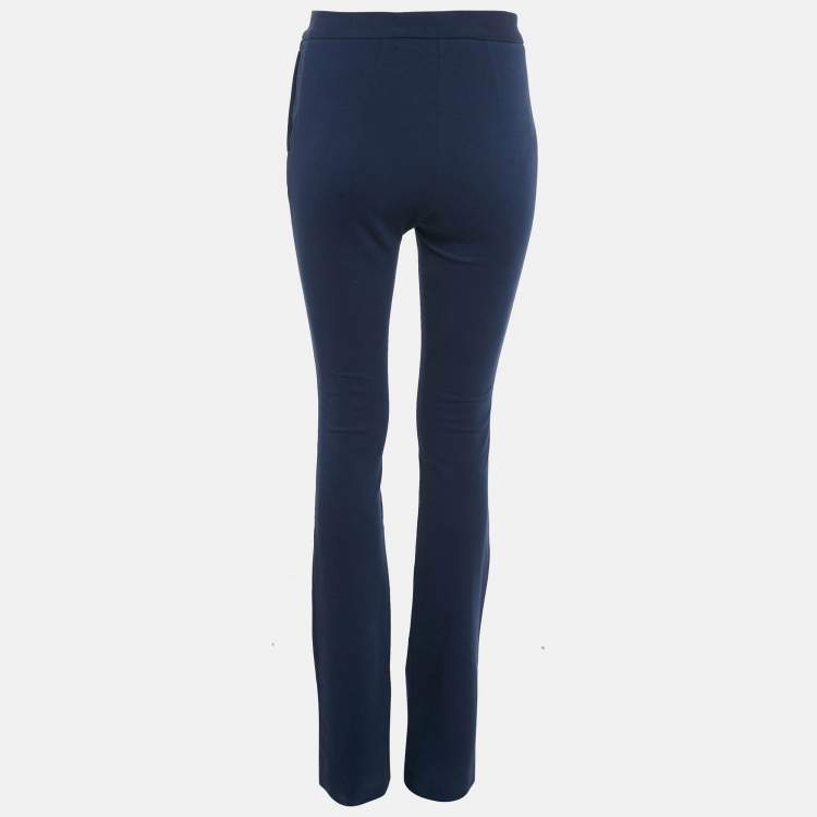 Pre Owned Love Moschino Navy Blue Cotton Bled Wide Leg Trousers S