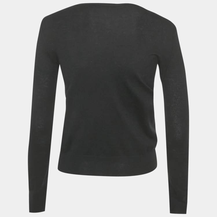 Pre Owned Love Moschino Black Embroidered Cotton Sweater M