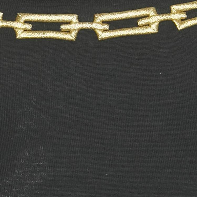 Pre Owned Love Moschino Black Embroidered Cotton Sweater M