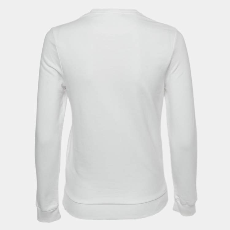 Pre Owned Love Moschino White Heart Print Cotton Sweatshirt S