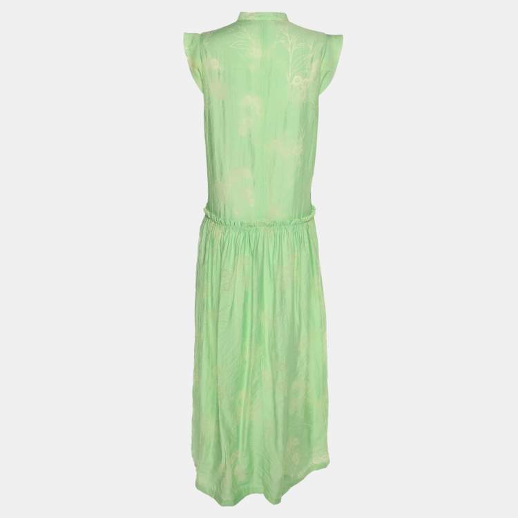 Pre Owned Love Moschino Green Printed Chiffon Sleeveless Maxi Dress M
