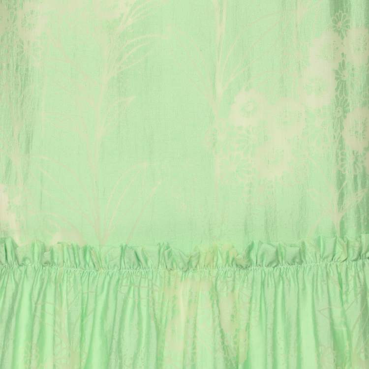 Pre Owned Love Moschino Green Printed Chiffon Sleeveless Maxi Dress M