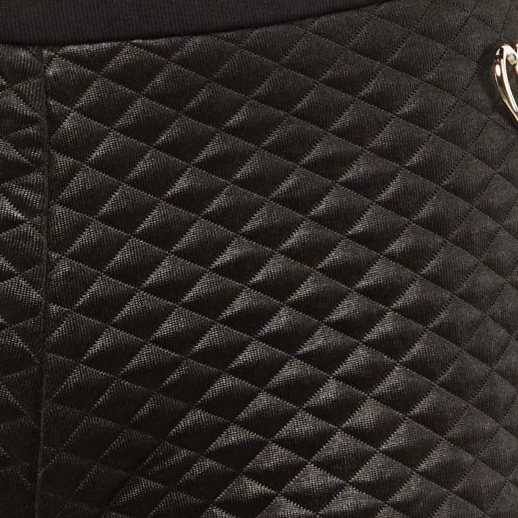 Pre Owned Love Moschino Black Quilted Crepe Trousers L