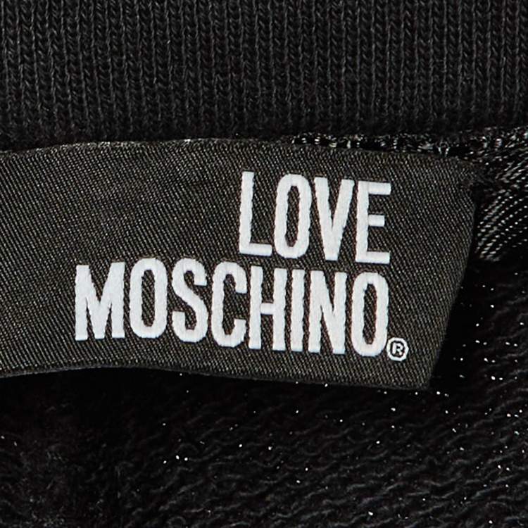 Pre Owned Love Moschino Black Quilted Crepe Trousers L