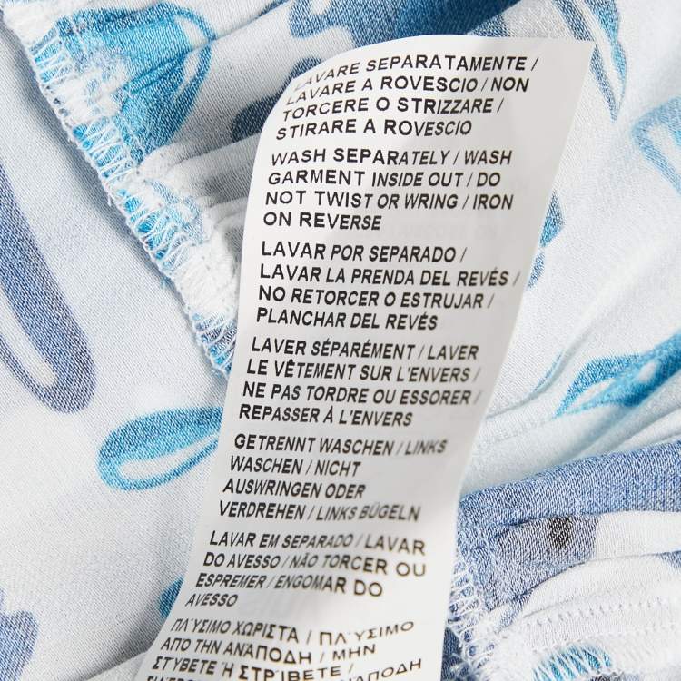 Pre Owned Love Moschino Blue/White Paint Splashed Satin Midi Dress M