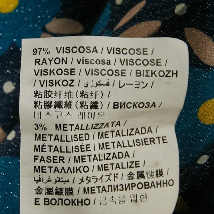 Pre Owned فستان ماكسي بطبعة زهور زرقاء كريب بثنيات لوف موسكينو مقاس صغير (سمول)