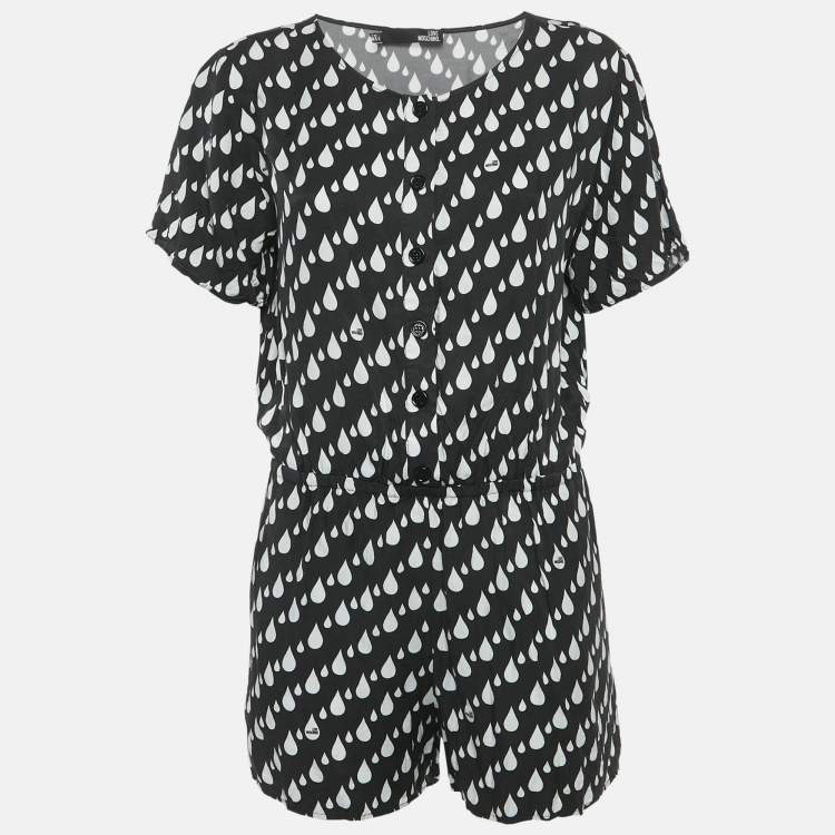 Pre Owned Love Moschino Black Drop Print Short Sleeved Playsuit M