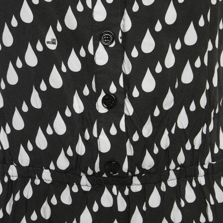 Pre Owned Love Moschino Black Drop Print Short Sleeved Playsuit M