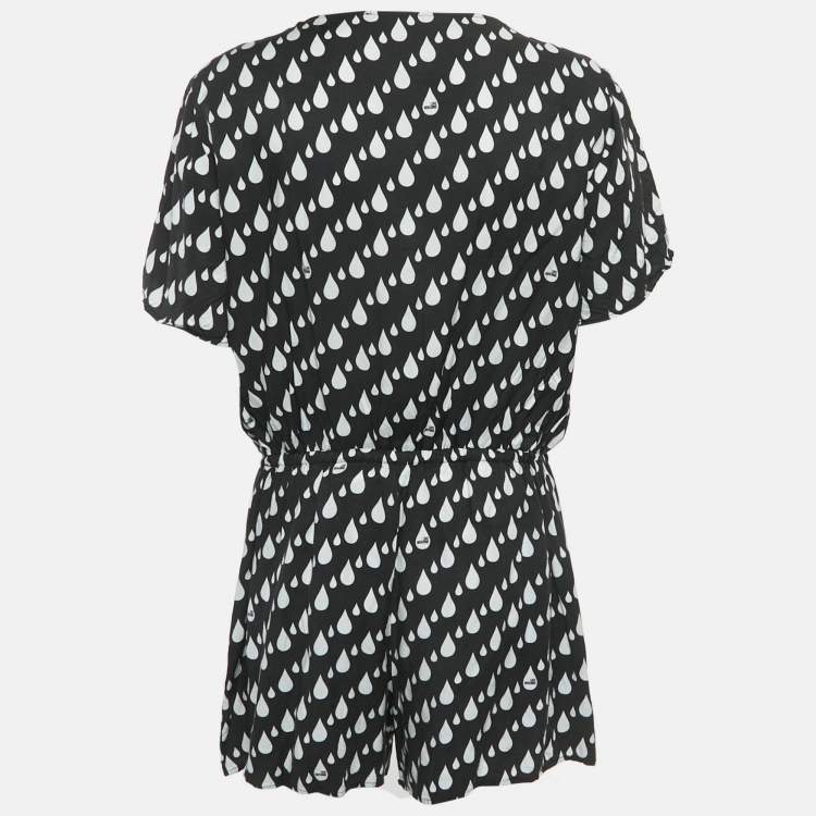 Pre Owned Love Moschino Black Drop Print Short Sleeved Playsuit M