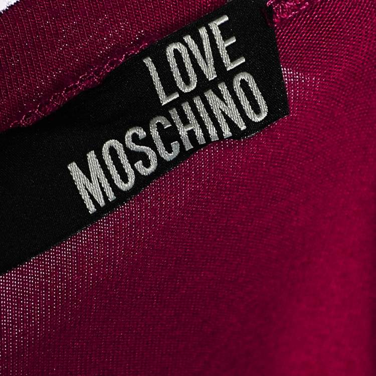 Pre Owned Love Moschino Magenta Printed Modal Knit T-Shirt S