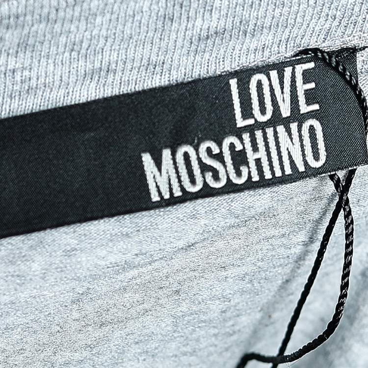 Pre Owned Love Moschino Grey Printed Cotton Long Sleeve T-Shirt L