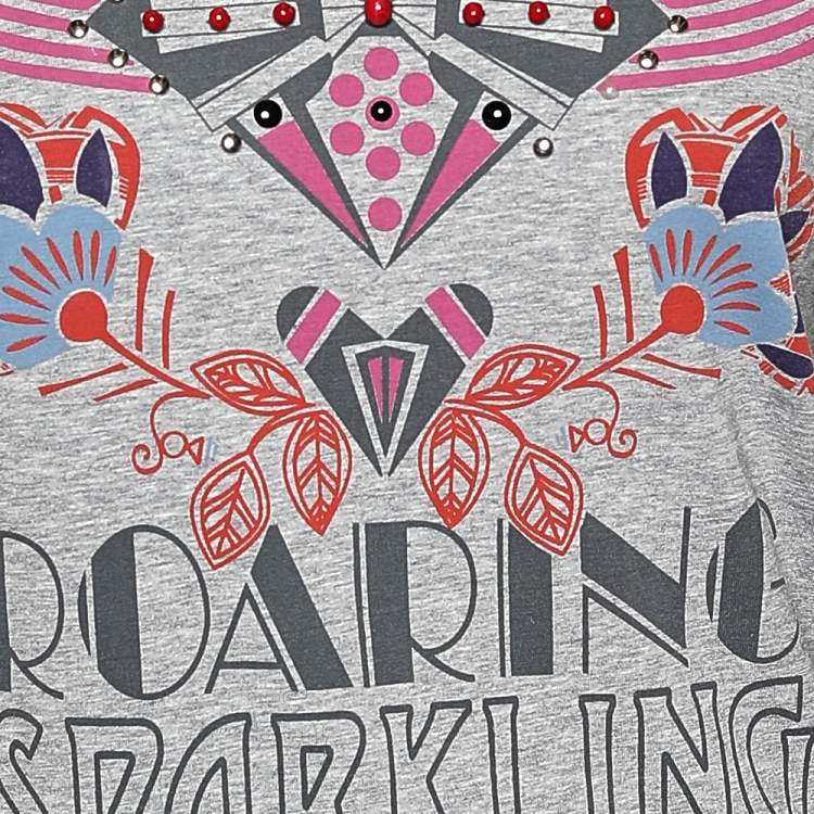 Pre Owned Love Moschino Grey Printed Cotton Long Sleeve T-Shirt L