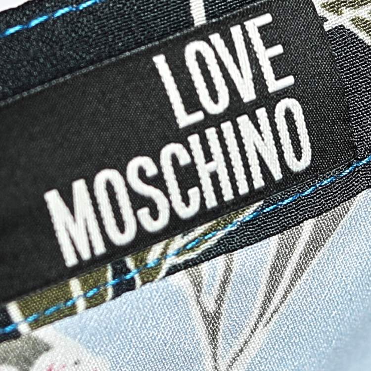Pre Owned Love Moschino Blue Floral Printed Crepe Sleeveless Maxi Dress M