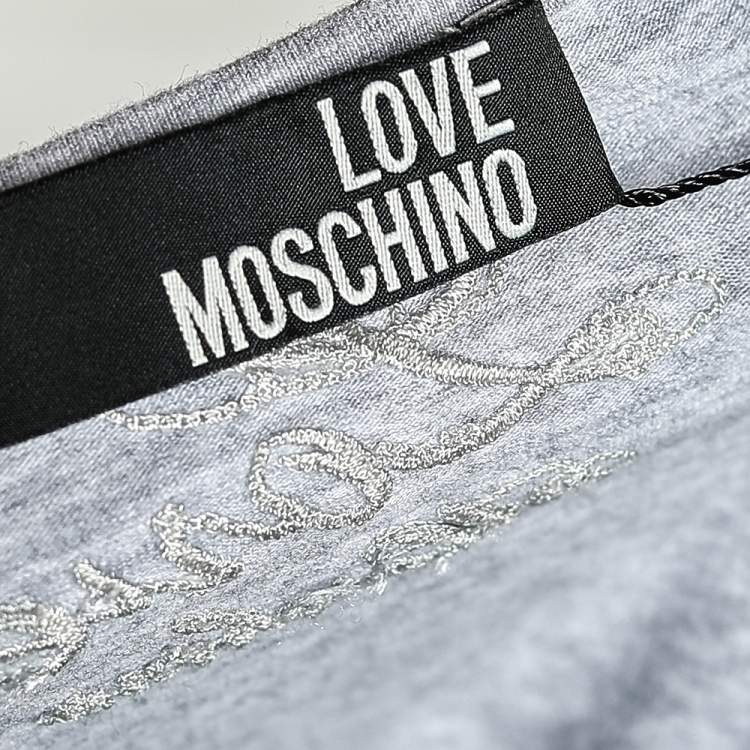 Pre Owned Love Moschino Grey Cotton Bow Detailed Sleeveless Top M