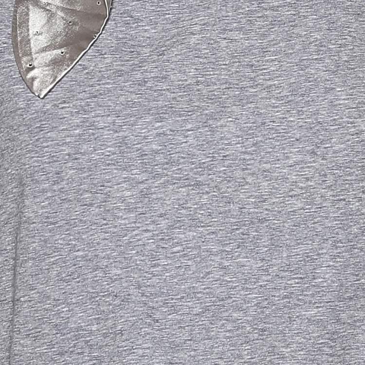 Pre Owned Love Moschino Grey Cotton Bow Detailed Sleeveless Top M