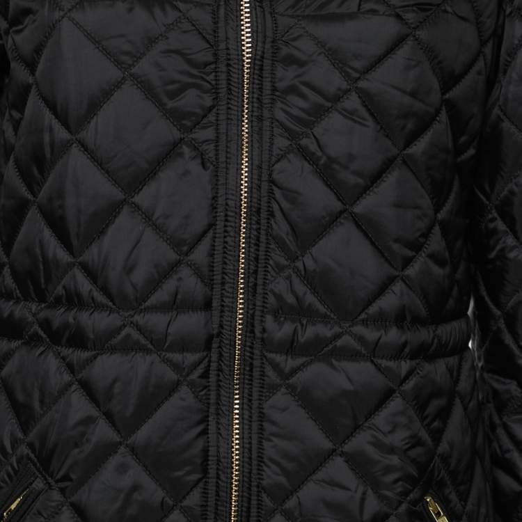 Pre Owned Love Moschino Black Diamond Quilted Oversized Collar Jacket M