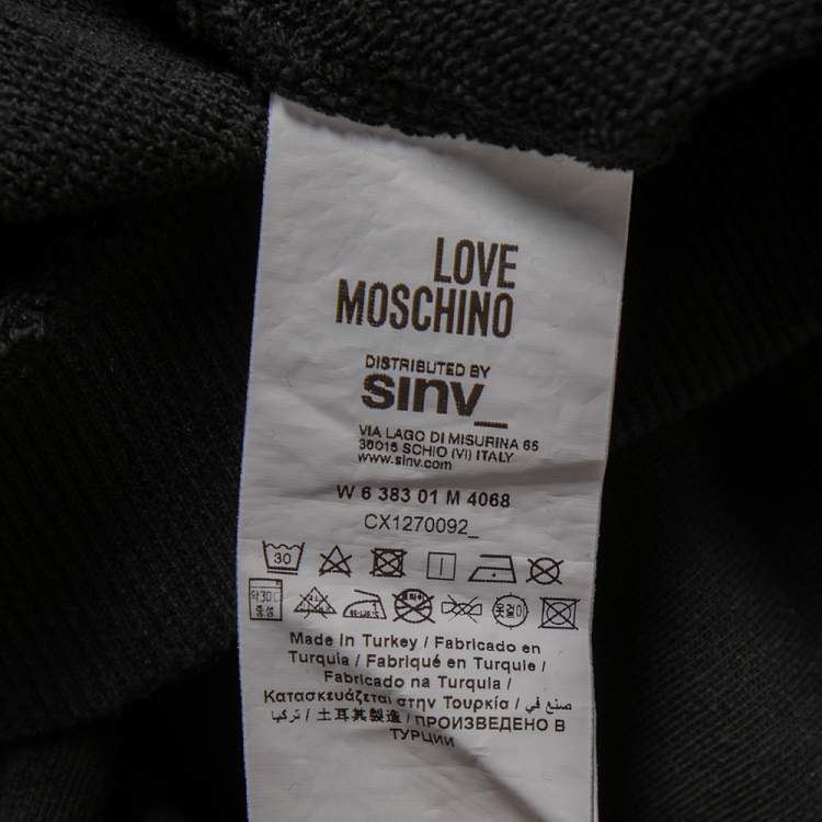 Pre Owned Love Moschino Black Cotton Logo Appliqued Sweatshirt S