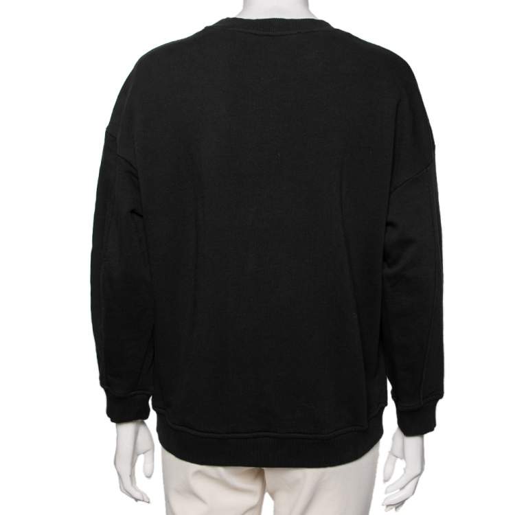 Pre Owned Love Moschino Black Cotton Logo Appliqued Sweatshirt S