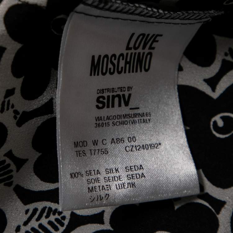 Pre Owned Love Moschino White Floral Printed Silk Embroidered Trim Top M