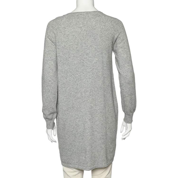 Pre Owned Love Moschino Grey Wool Appliqué Detail Sweater Dress M