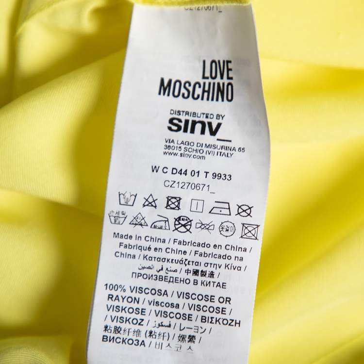 Pre Owned Love Moschino Yellow Printed Sleeveless Shirt L