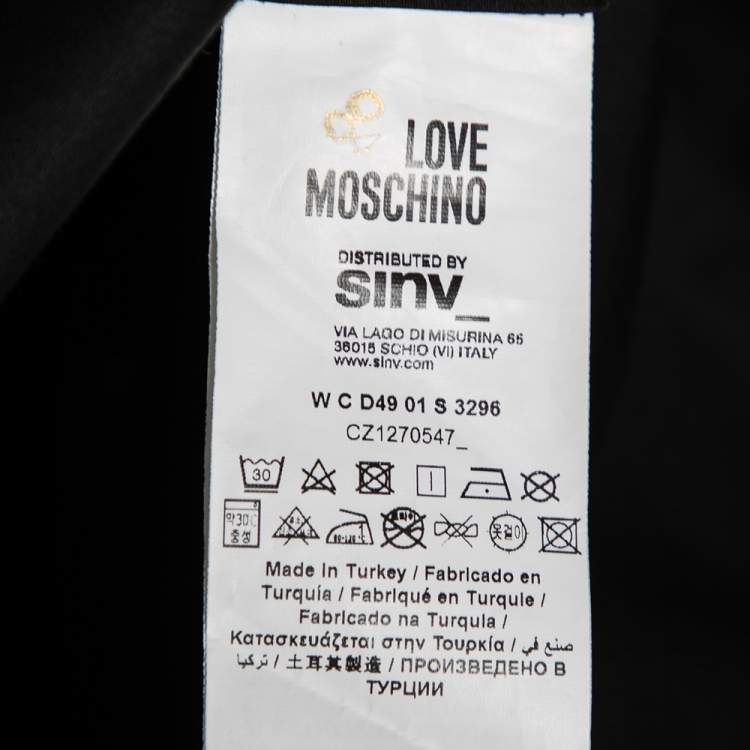 Pre Owned Love Moschino Black Cotton Heart Embroidered Sleeveless Shirt L