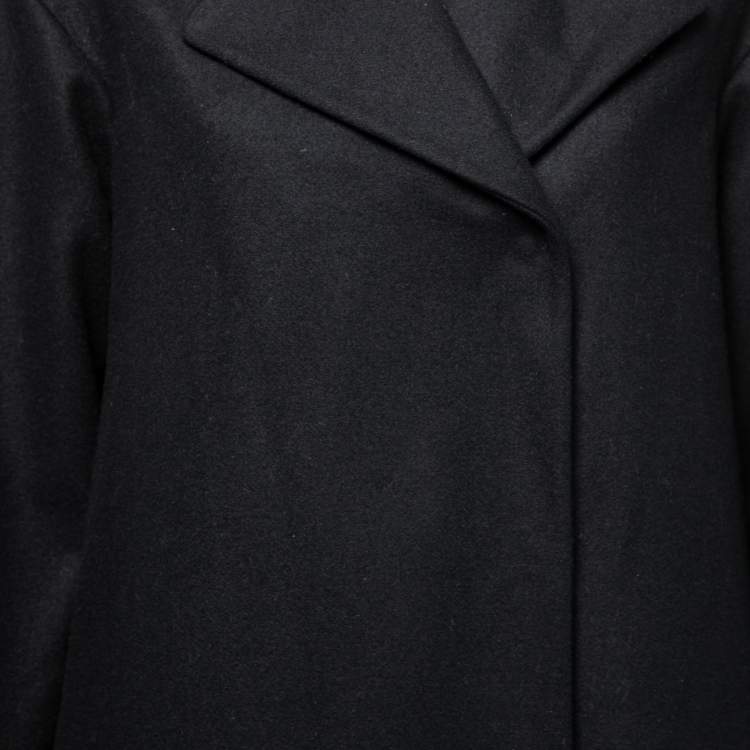 Pre Owned Love Moschino Black Wool Floral Applique Detail Coat M