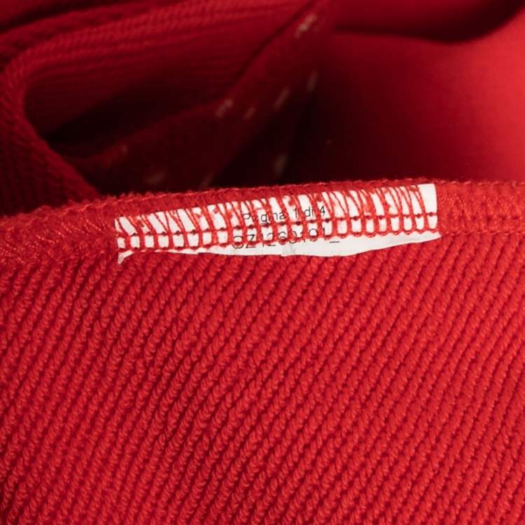 Pre Owned Love Moschino Red Cotton & Crepe Inset Short Sleeve Dress M