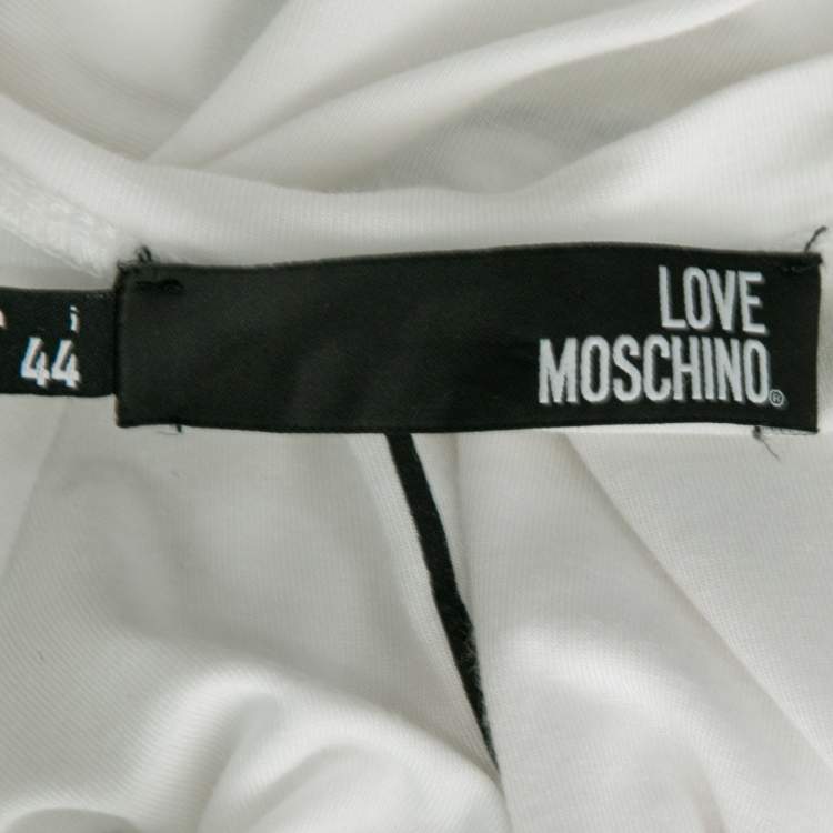 Pre Owned Love Moschino White Printed Crew Neck T-Shirt M