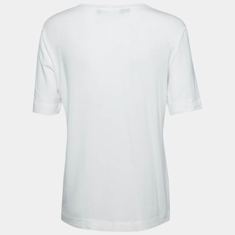 Pre Owned Love Moschino White Printed Crew Neck T-Shirt M