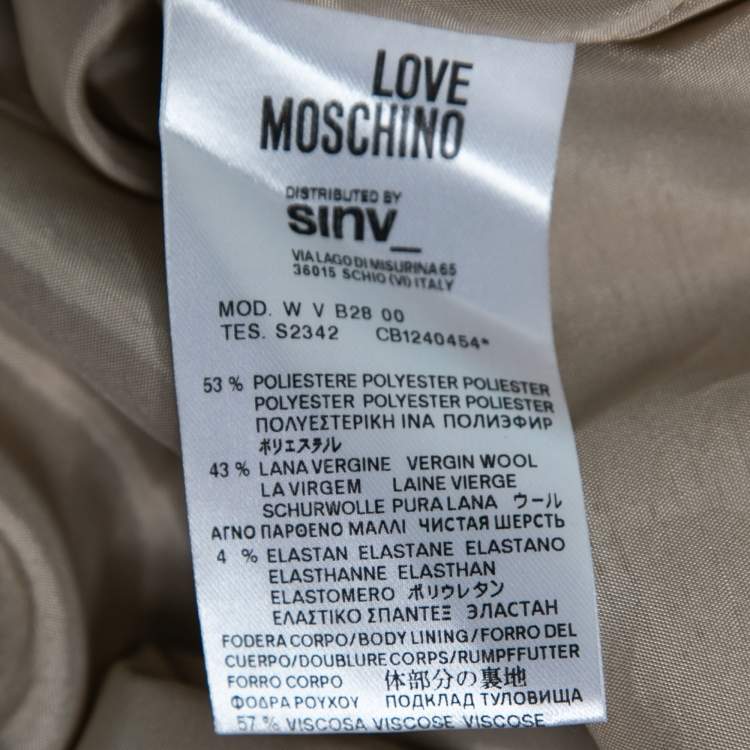 Pre Owned Love Moschino Beige Linen Bow Pleated Sleeveless Dress L