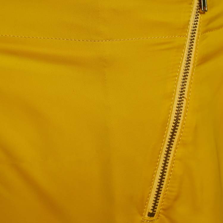 Pre Owned Love Moschino Yellow Crepe Zip Detail Trouser L