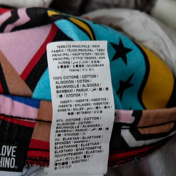 Pre Owned Love Moschino Multicolor Printed Cotton Drawstring Track Pants M