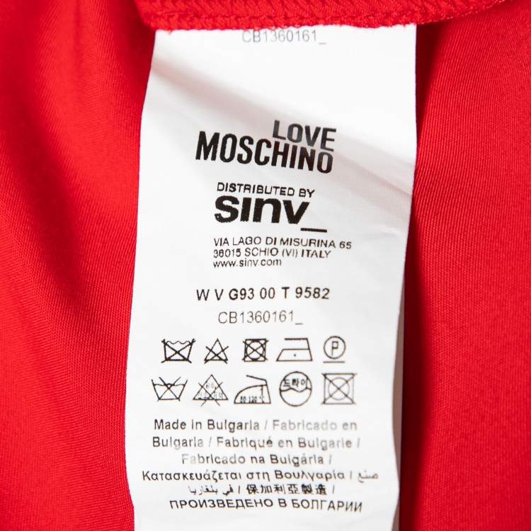 Pre Owned Love Moschino Red Silk Ruffle Trim Waist Sleeveless Maxi Dress M