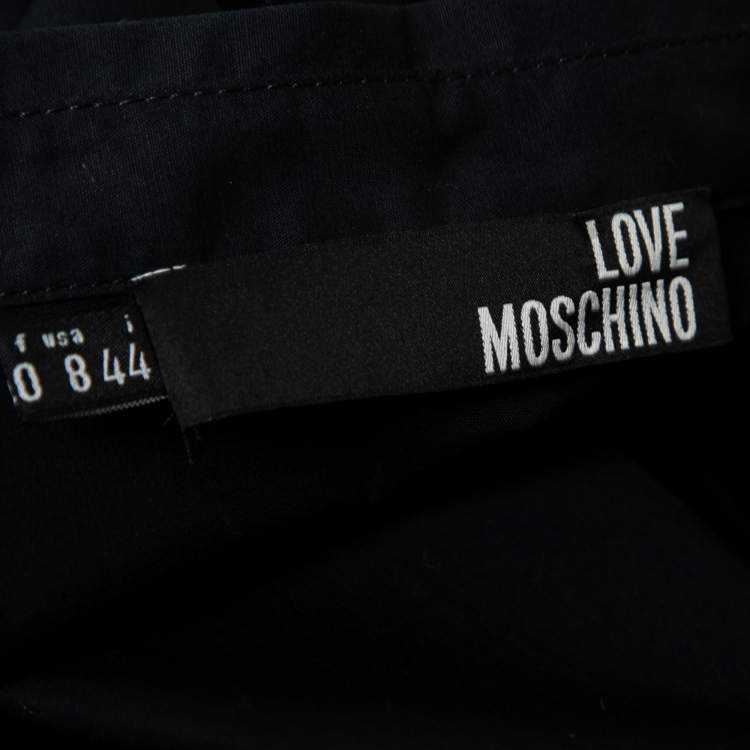 Pre Owned Love Moschino Black Cotton Laced-up Detail Button Front Shirt M