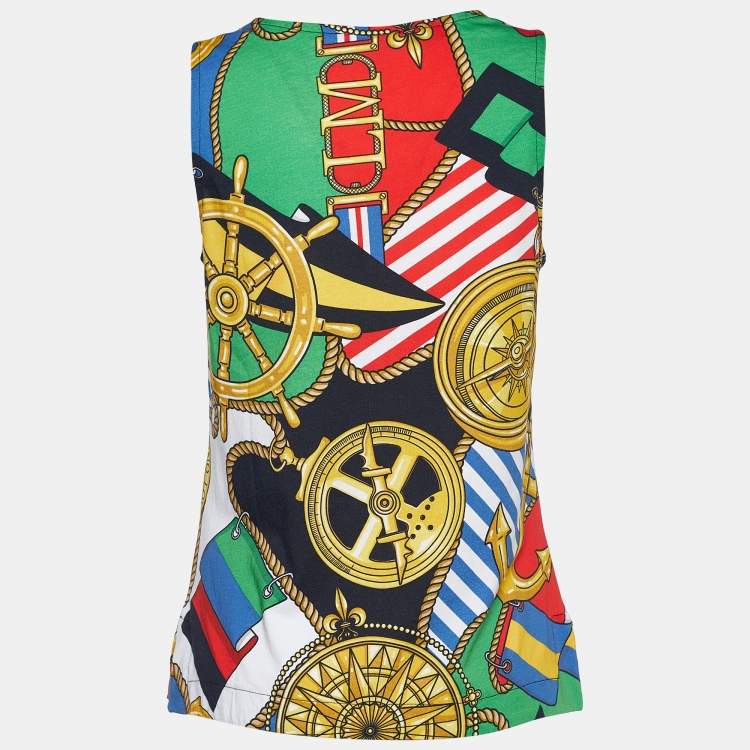 Pre Owned Love Moschino Multicolor Nautical Print Jersey Tank Top M