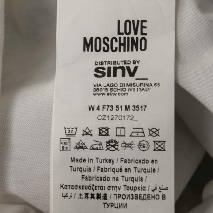 Pre Owned Love Moschino White Let's Fly Print Cotton T-Shirt M