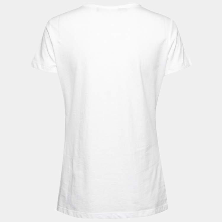 Pre Owned Love Moschino White Let's Fly Print Cotton T-Shirt M