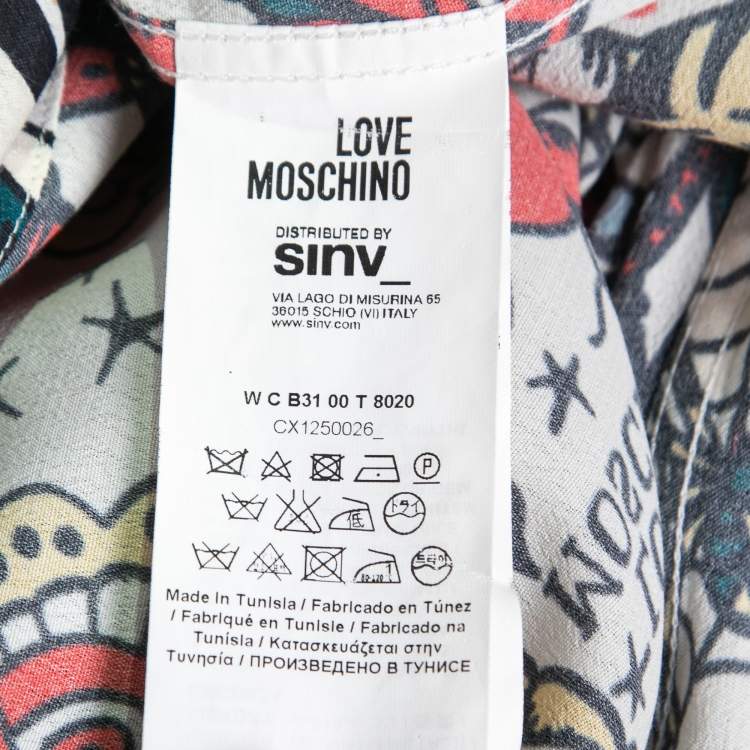 Pre Owned Love Moschino Multicolor Print Crepe Button Front Shirt M  