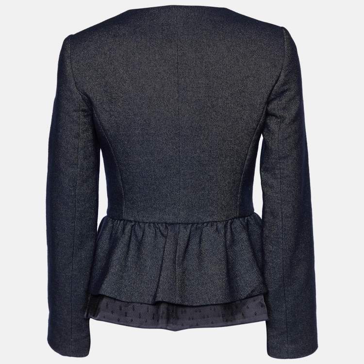 Pre Owned Love Moschino Navy Blue Denim Bow Detail Button Front Jacket S