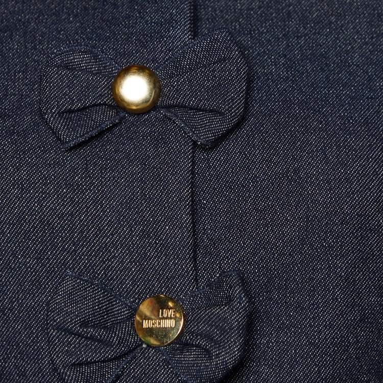 Pre Owned Love Moschino Navy Blue Denim Bow Detail Button Front Jacket S